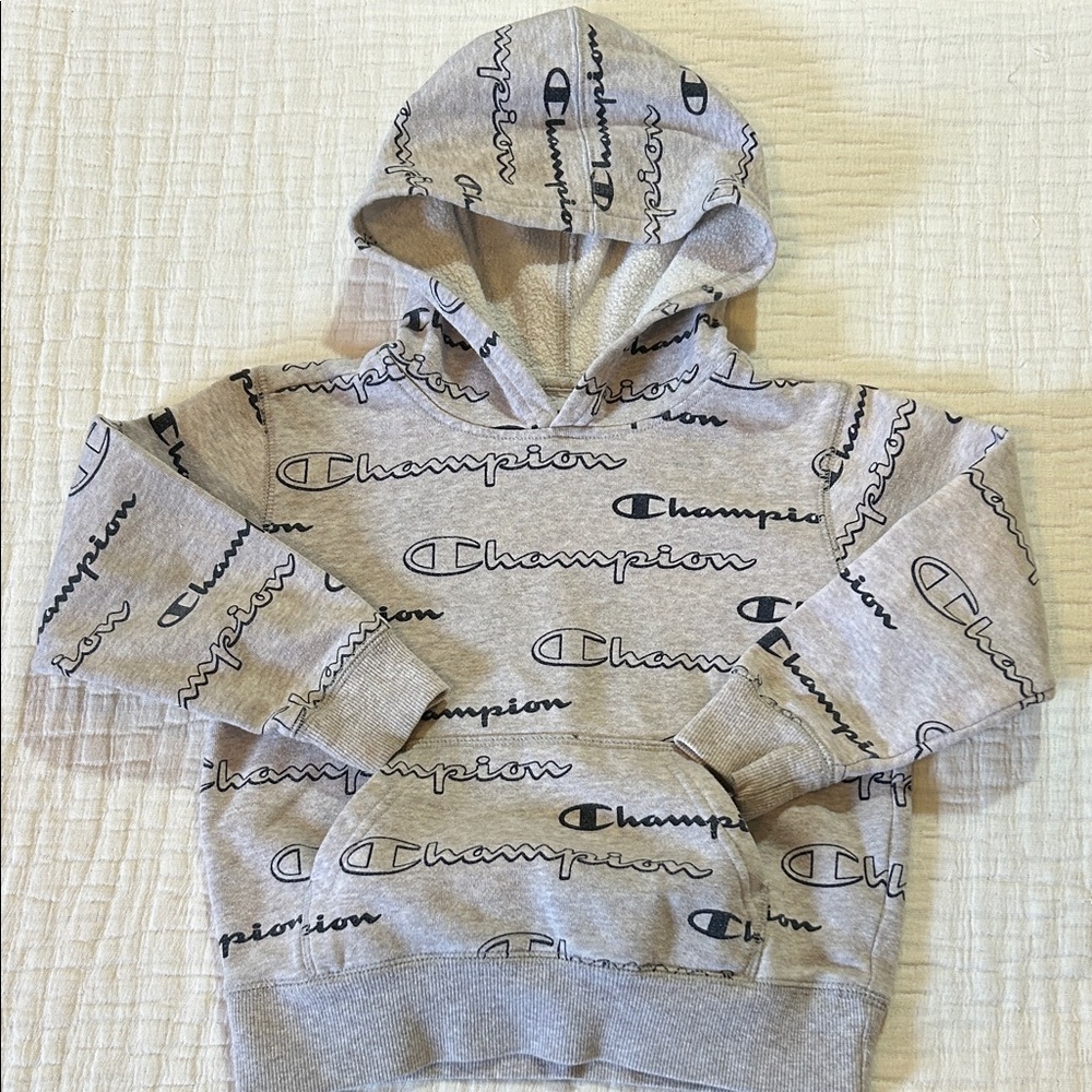 Champion Kids Heather Gray Logo-Print Hoodie